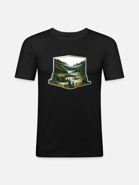 Landscape - Illustration - Men's Slim Fit T-Shirt - black
