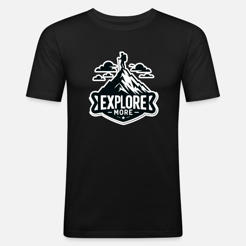 Explore more - Wanderer - Männer Slim Fit T-Shirt - Schwarz