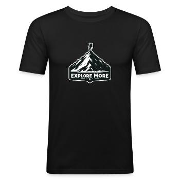 Explore more - Wanderer - Men's Slim Fit T-Shirt - black - Front - Nik (191cm)