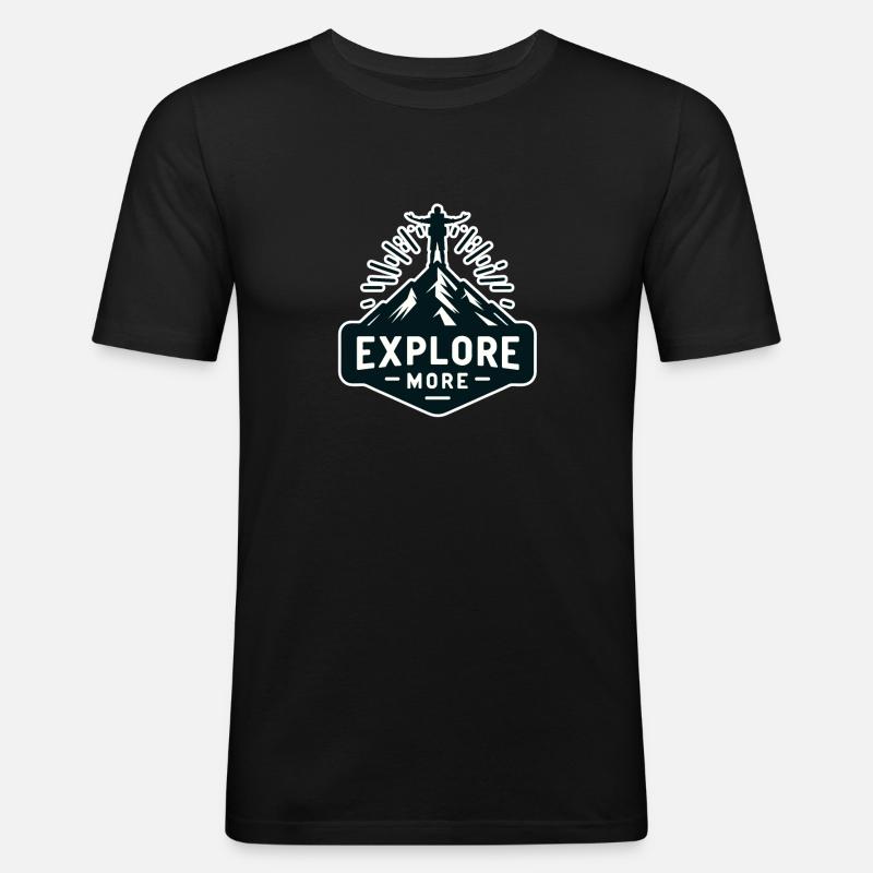 Explore more - Wanderer - Männer Slim Fit T-Shirt - Schwarz