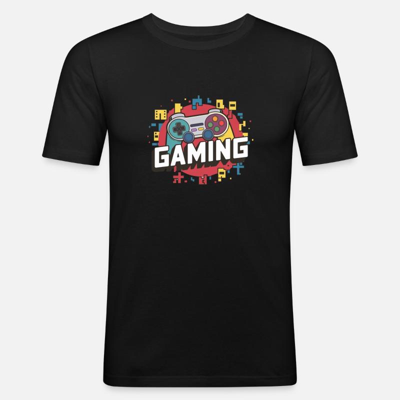 Gaming - Controller - Männer Slim Fit T-Shirt - Schwarz