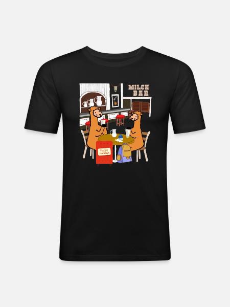 Milchbar Alpaka - Männer Slim Fit T-Shirt - Schwarz