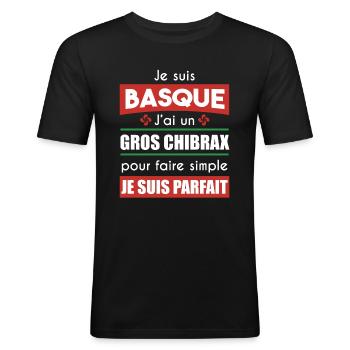 basque gros chibrax | cadeau beauf lauburu - T-shirt près du corps Homme - noir - Devant - Nik (191cm)