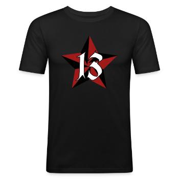 13 - Stella - Tatuaggio - Rockabilly - Maglietta aderente da uomo - nero - Fronte - Nik (191cm)