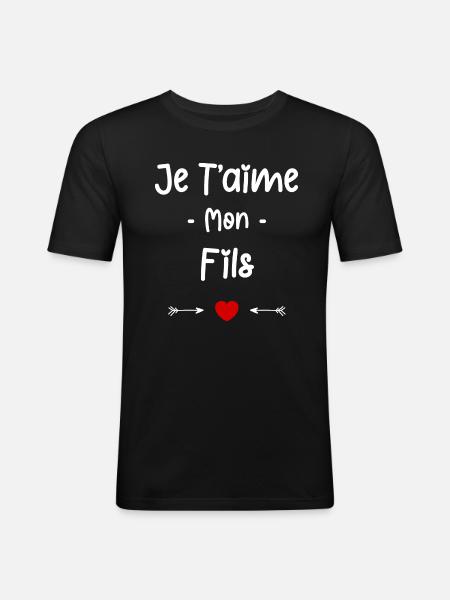 Je t'aime mon Fils - T-shirt près du corps Homme - noir