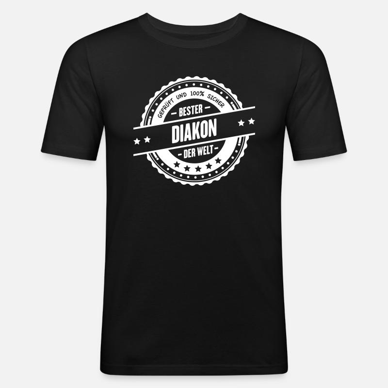 Bester Diakon - Männer Slim Fit T-Shirt - Schwarz