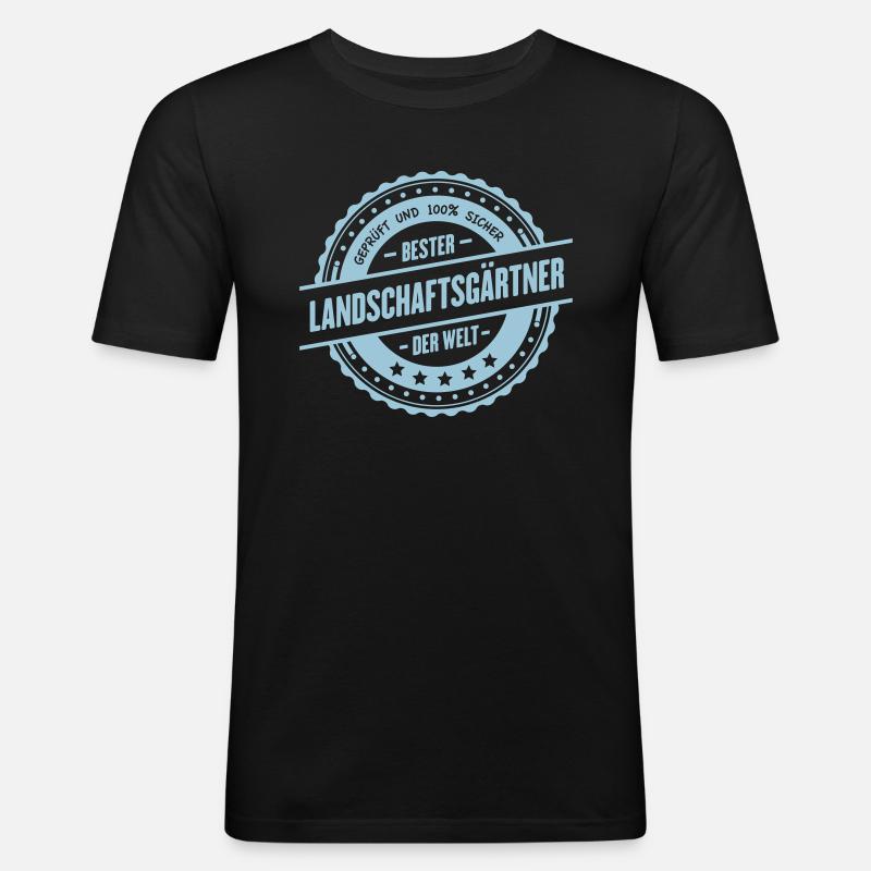 Bester Landschaftsgärtner - Männer Slim Fit T-Shirt - Schwarz