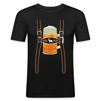 Lederhose & Bier - Männer Slim Fit T-Shirt - Schwarz - Vorne - Nik (191cm)