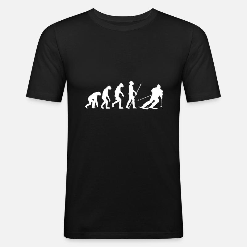 Skifahrer Evolution - Männer Slim Fit T-Shirt - Schwarz