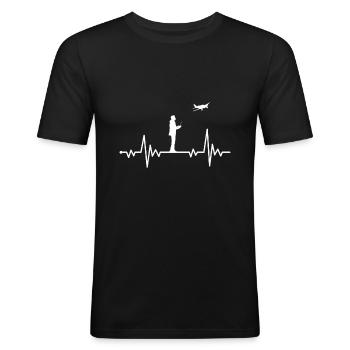 Modellflieger Herzschlag Modellflugzeug - Männer Slim Fit T-Shirt - Schwarz - Vorne - Nik (191cm)