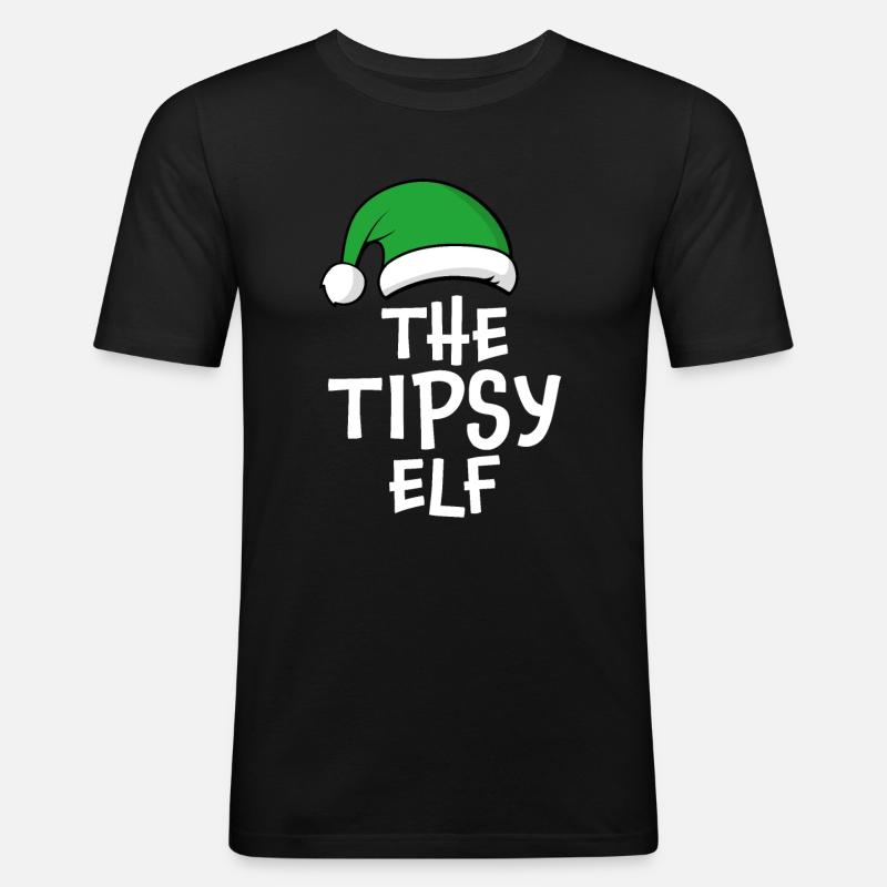 Der beschwipste Elf - Männer Slim Fit T-Shirt - Schwarz