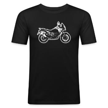 Super Adventure - Moto Enduro - Silhouette - T-shirt près du corps Homme - noir - Devant - Nik (191cm)