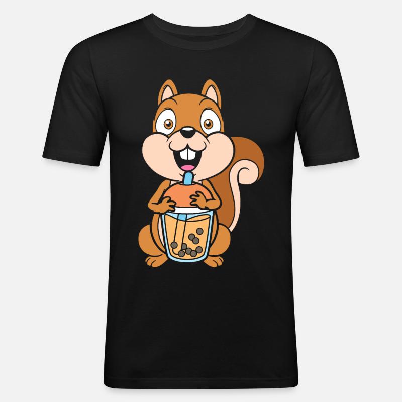 Bubble Tea Squirrel - Men's Slim Fit T-Shirt - black