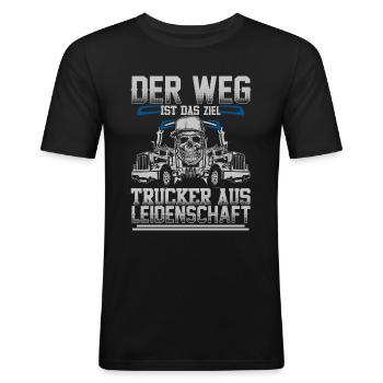 Trucker aus Leidenschaft - Männer Slim Fit T-Shirt - Schwarz - Vorne - Nik (191cm)