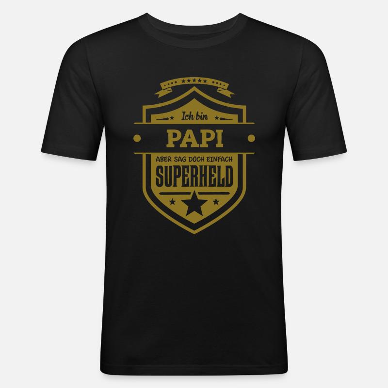 Super Papi - Männer Slim Fit T-Shirt - Schwarz