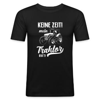 Traktorfahrer Trecker Traktor Landmaschine - Männer Slim Fit T-Shirt - Schwarz - Vorne - Nik (191cm)