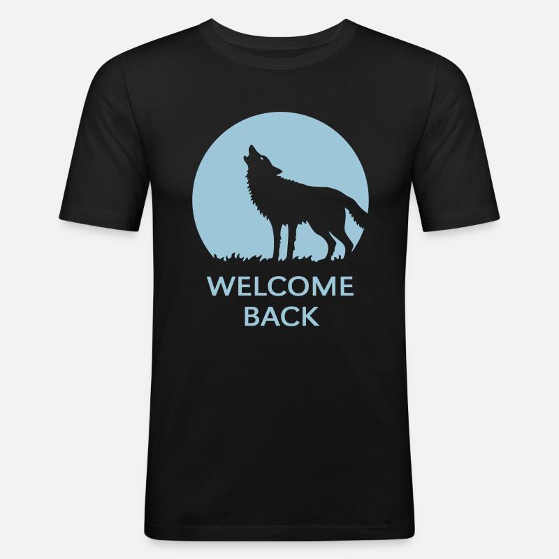 Welcome Back (Wolf / 1C) - Männer Slim Fit T-Shirt - Schwarz