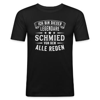Schmied Legende Hufschmied Metallbauer - Männer Slim Fit T-Shirt - Schwarz - Vorne - Nik (191cm)