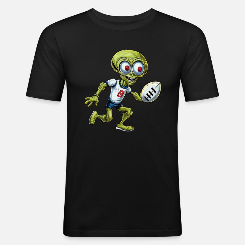 Rugby Alien - Männer Slim Fit T-Shirt - Schwarz