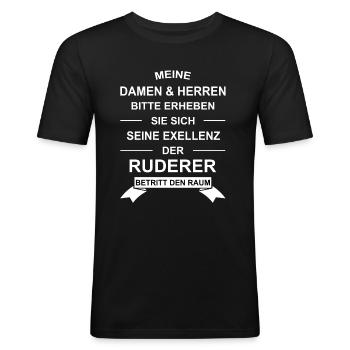 Ruderer, rudern, Rudersport, Wassersport, Geschenk - Männer Slim Fit T-Shirt - Schwarz - Vorne - Nik (191cm)