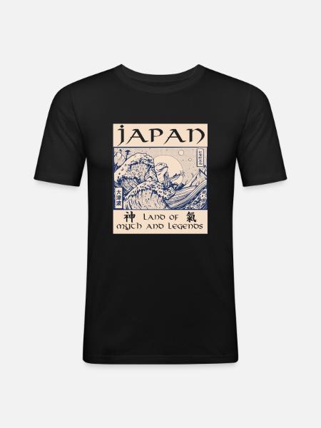 Japan History Demon Tsunami - Men's Slim Fit T-Shirt - black