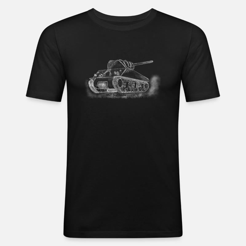 WW2 Panzer M4 Sherman - Männer Slim Fit T-Shirt - Schwarz