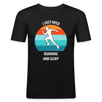 Faire du jogging - T-shirt près du corps Homme - noir - Devant - Nik (191cm)