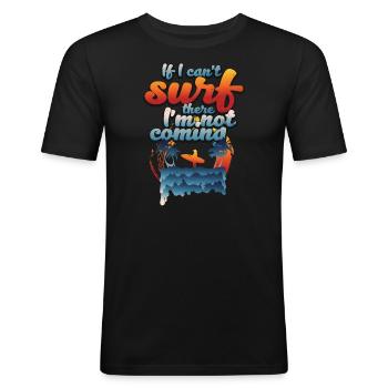 Vintage surfendes lustiges Surfer - Männer Slim Fit T-Shirt - Schwarz - Vorne - Nik (191cm)