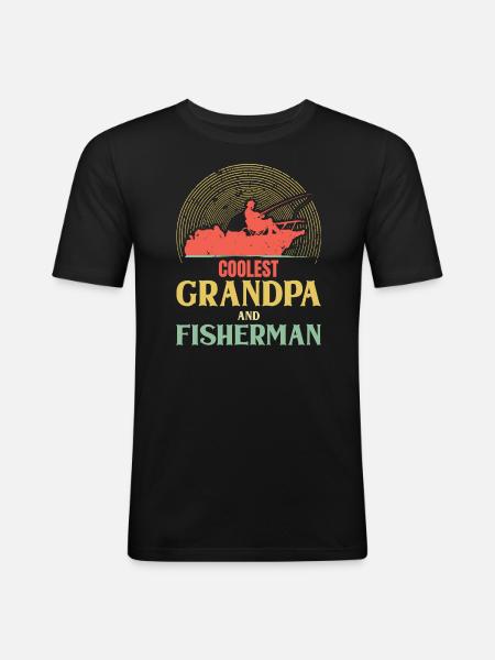 Bester Opa Bester Fischer Großvater - Männer Slim Fit T-Shirt - Schwarz