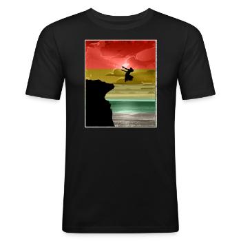 Extreme Sports Lover Cliff Diver - Männer Slim Fit T-Shirt - Schwarz - Vorne - Nik (191cm)