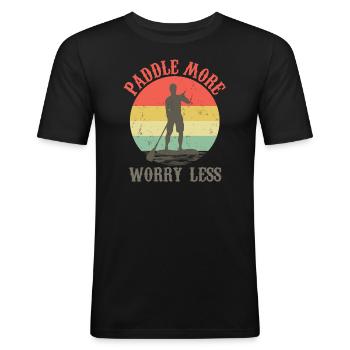 Outdoor Sports Retro SUP Paddleboarder - Männer Slim Fit T-Shirt - Schwarz - Vorne - Nik (191cm)