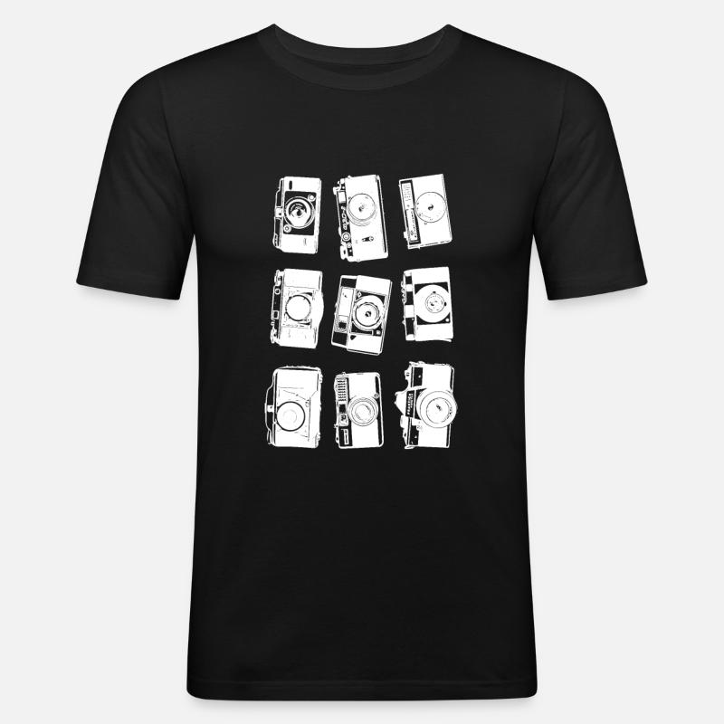 Collage de caméra rétro - T-shirt près du corps Homme - noir