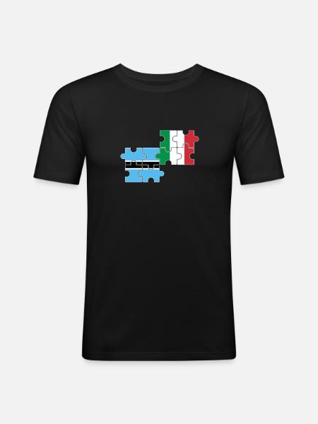 Botswana Italie Drapeau Italien Botswana - T-shirt près du corps Homme - noir