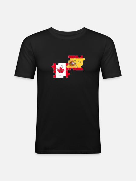 Canada Espagne Drapeau Hispano-Canadien - T-shirt près du corps Homme - noir