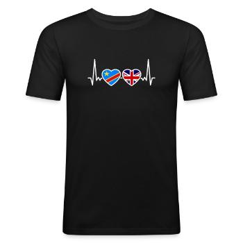 RD Congo UK Heartbeat Flag Congolais - T-shirt près du corps Homme - noir - Devant - Nik (191cm)