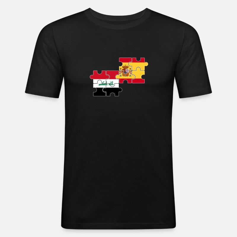 Irak Spanien Flagge Spanisch Iraker - Männer Slim Fit T-Shirt - Schwarz