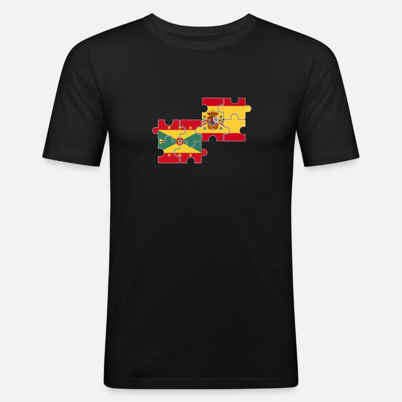 Grenada Spanien Flagge Spanisch Grenader - Männer Slim Fit T-Shirt - Schwarz