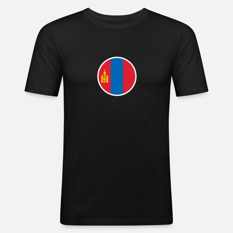 Mongolei Mongolische Flagge Mongole - Männer Slim Fit T-Shirt - Schwarz