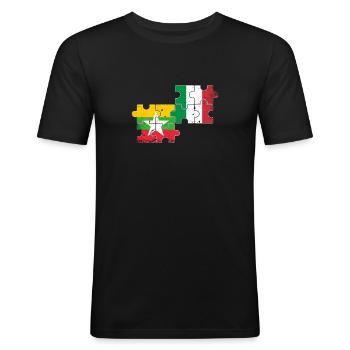 Myanmar Italy Vintage Flag Myanmare - Men's Slim Fit T-Shirt - black - Front - Nik (191cm)