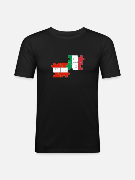 Austria Italy Flag Italian Austrian - Men's Slim Fit T-Shirt - black