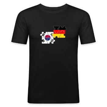 Corée du Sud Allemagne Drapeau Allemand Sud-Coréen - T-shirt près du corps Homme - noir - Devant - Nik (191cm)