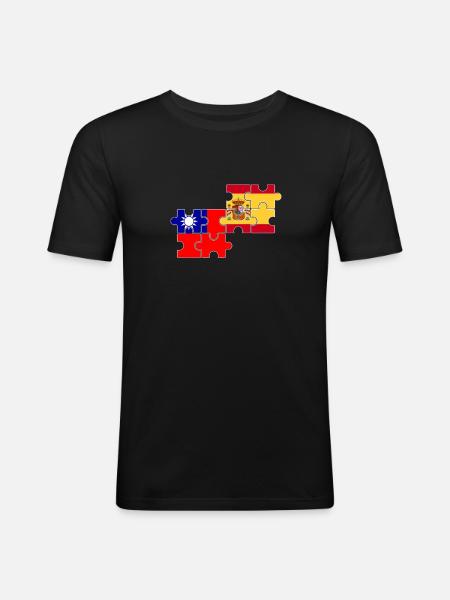 Taiwan Spain Flag Spanish Taiwanese - Men's Slim Fit T-Shirt - black