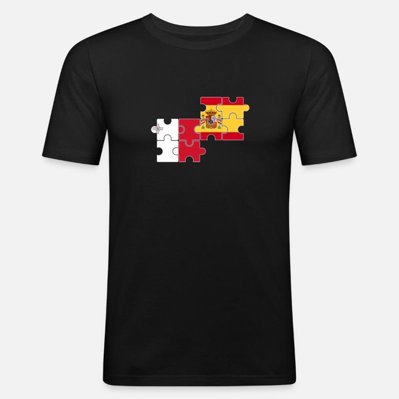 Malta Spanien Flagge Spanisch Maltesisch - Männer Slim Fit T-Shirt - Schwarz