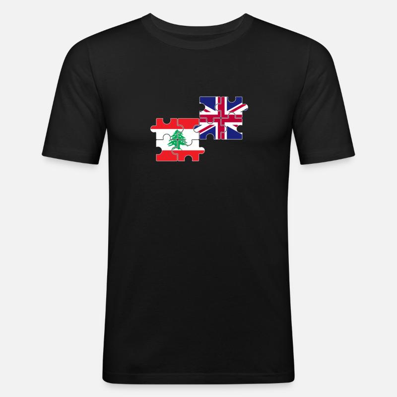 Libanon UK Flagge Britisch Libanesisch - Männer Slim Fit T-Shirt - Schwarz