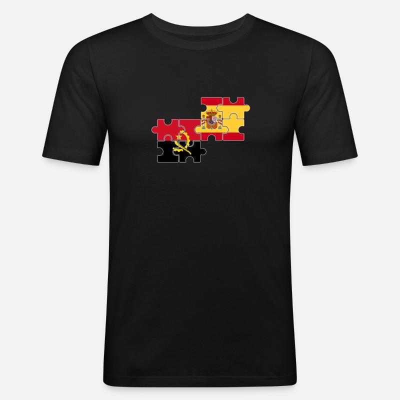 Angola Spanien Flagge Spanisch Angolaner - Männer Slim Fit T-Shirt - Schwarz