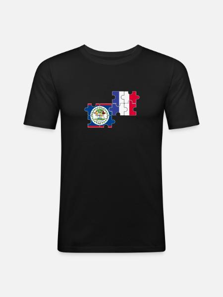 Belize France Flag Belizer - Men's Slim Fit T-Shirt - black