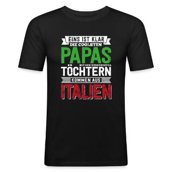 Papas Italien - Männer Slim Fit T-Shirt - Schwarz - Vorne - Nik (191cm)