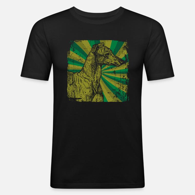 Windhund - Männer Slim Fit T-Shirt - Schwarz