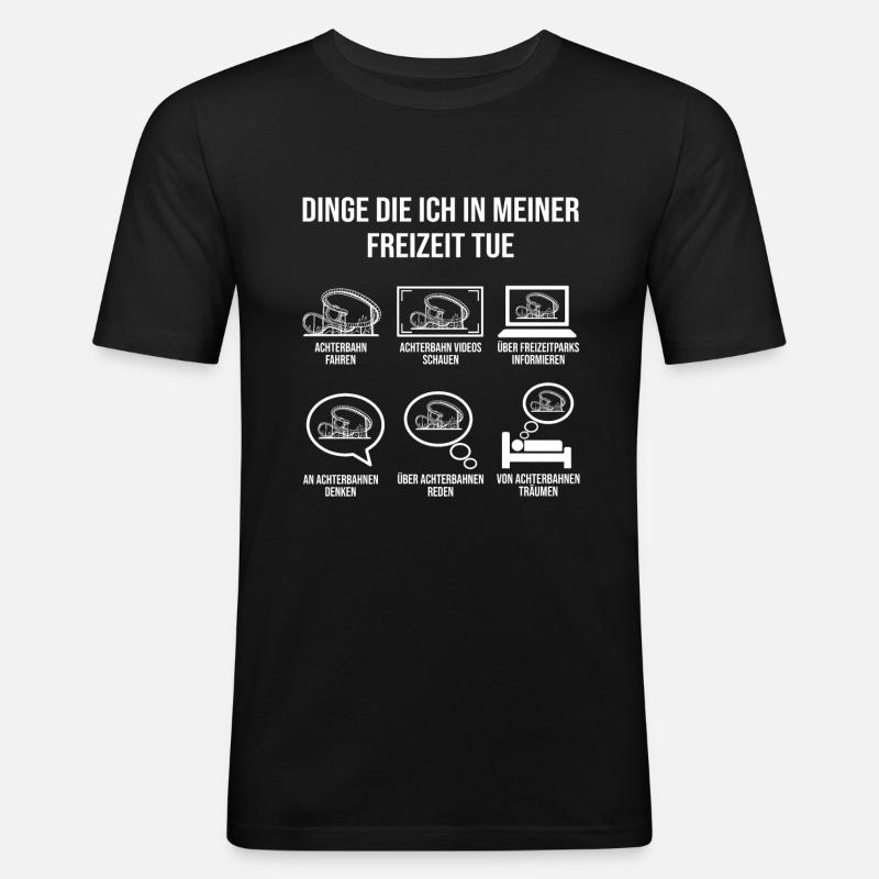 Achterbahn Freizeitpark Rollercoaster - Männer Slim Fit T-Shirt - Schwarz