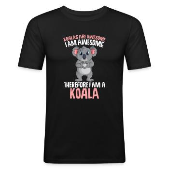Koala - Männer Slim Fit T-Shirt - Schwarz - Vorne - Nik (191cm)